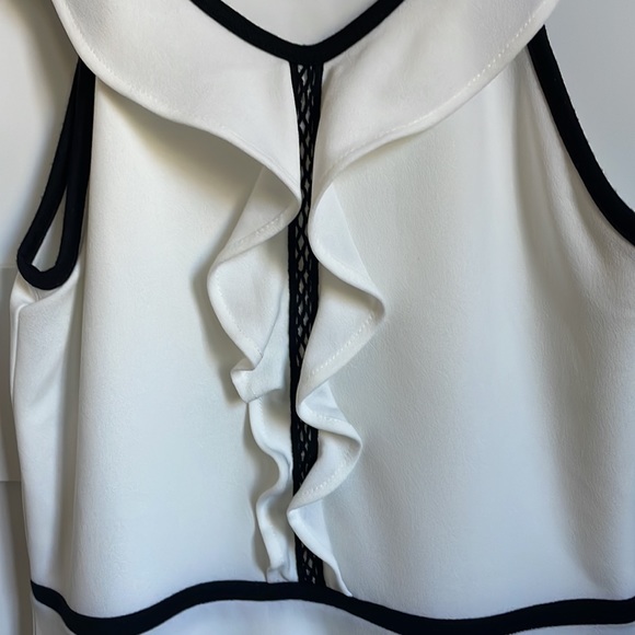 White Sally Miller dress with black trim accents - Picture 2 of 4